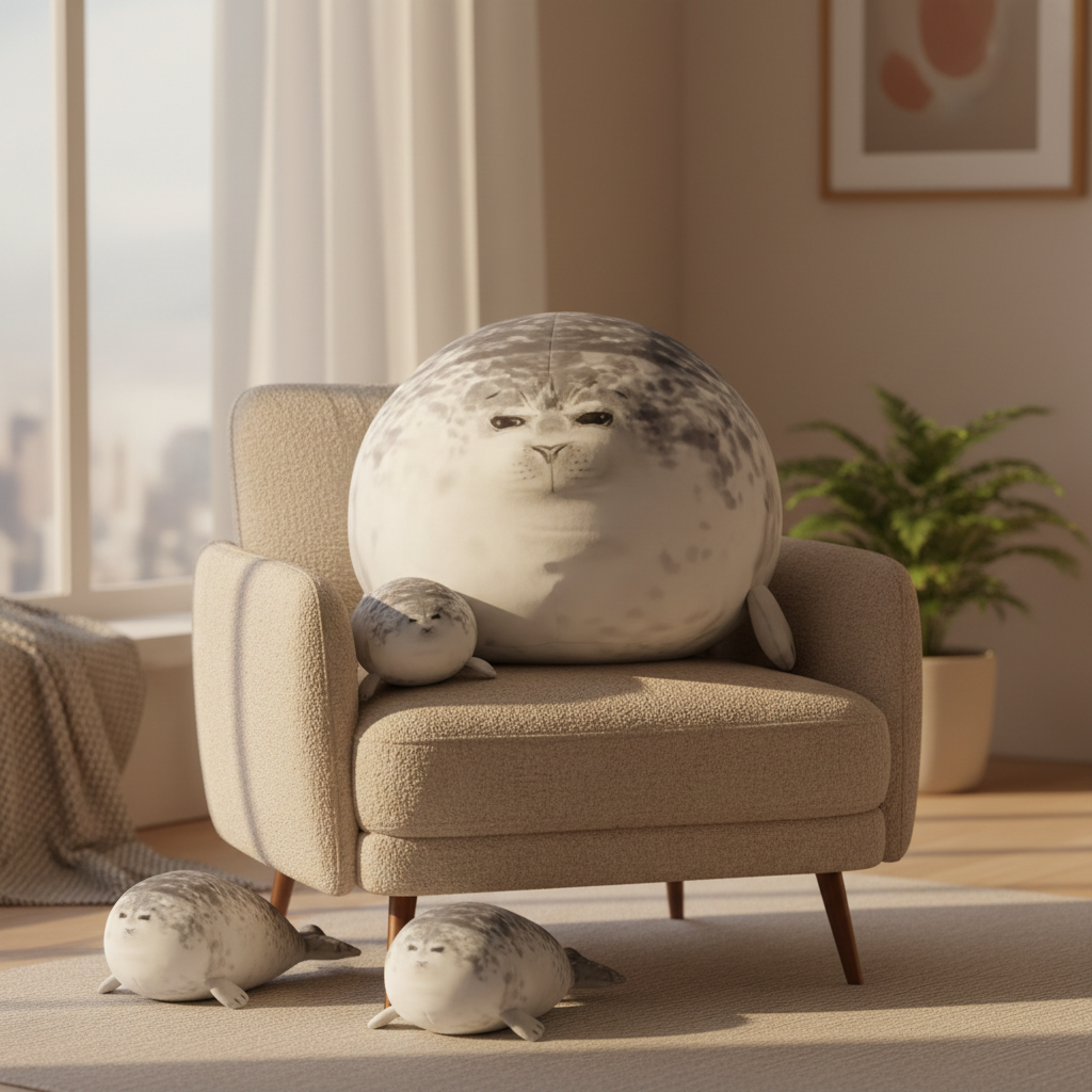 Chonky Seal™ — Peluche Phoque Géante | Coussin Doux Anti-Stress | Emotional Support Pillow