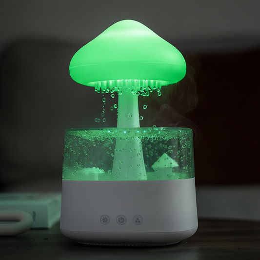Raindrip™ — Humidificateur Nuage Pluie | Son Pluie Apaisant | Diffuseur & Veilleuse LED 7 Couleurs