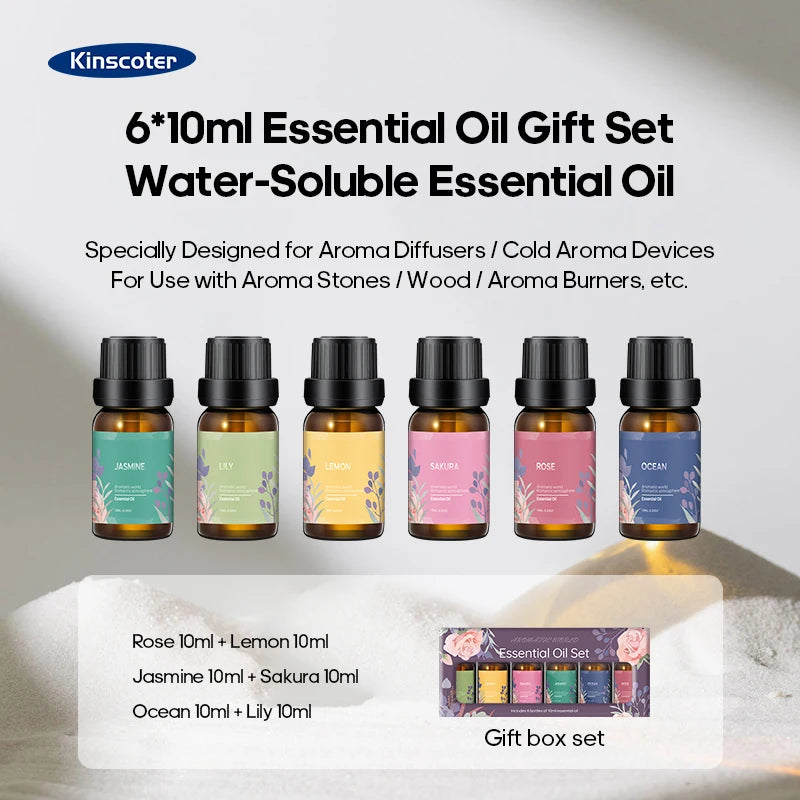 Set d'Huiles Essentielles Raindrip™ — 6 Parfums Compatible Diffuseur